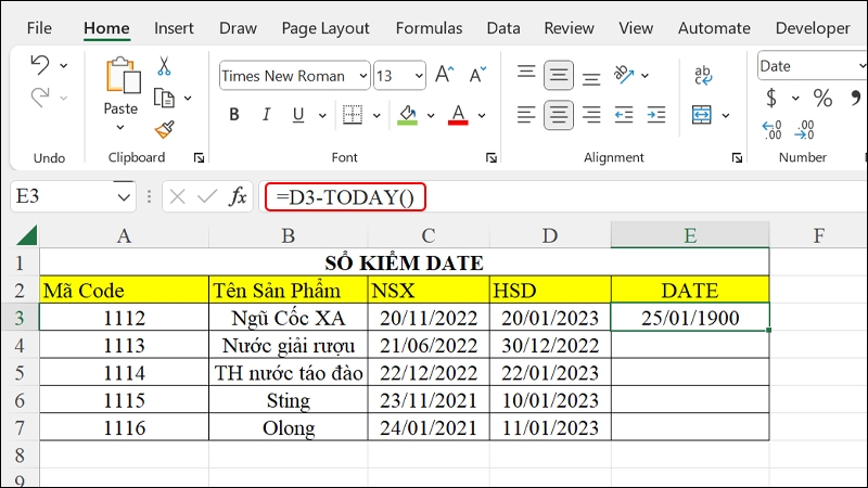 Hướng dẫn theo dõi hạn sử dụng sản phẩm trên Excel