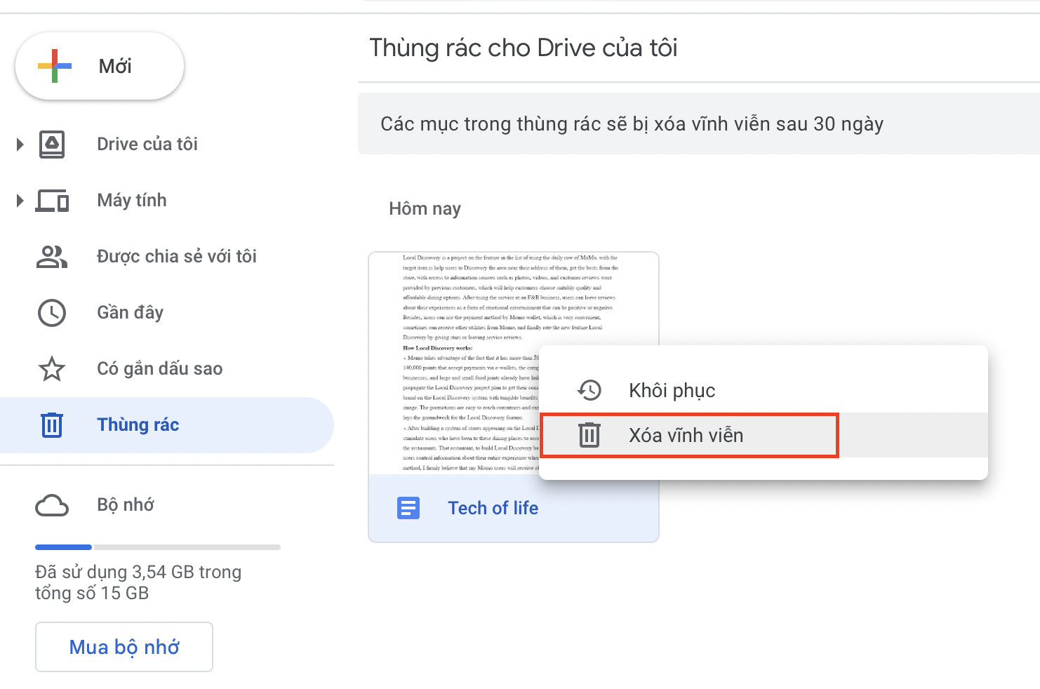 Cách xoá File trong Google Drive 2