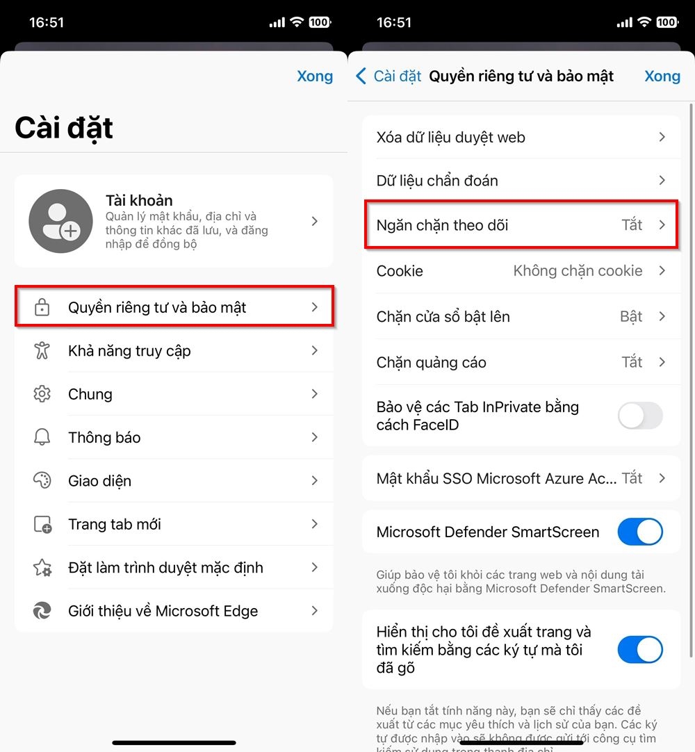 Cách chặn trang web thu thập thông tin khi dùng Microsoft Edge trên iPhone 2