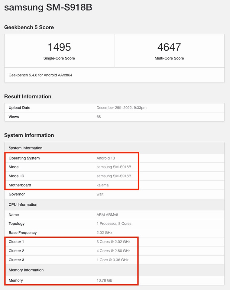 Galaxy S23 Ultra lộ hiệu năng trên Geekbench