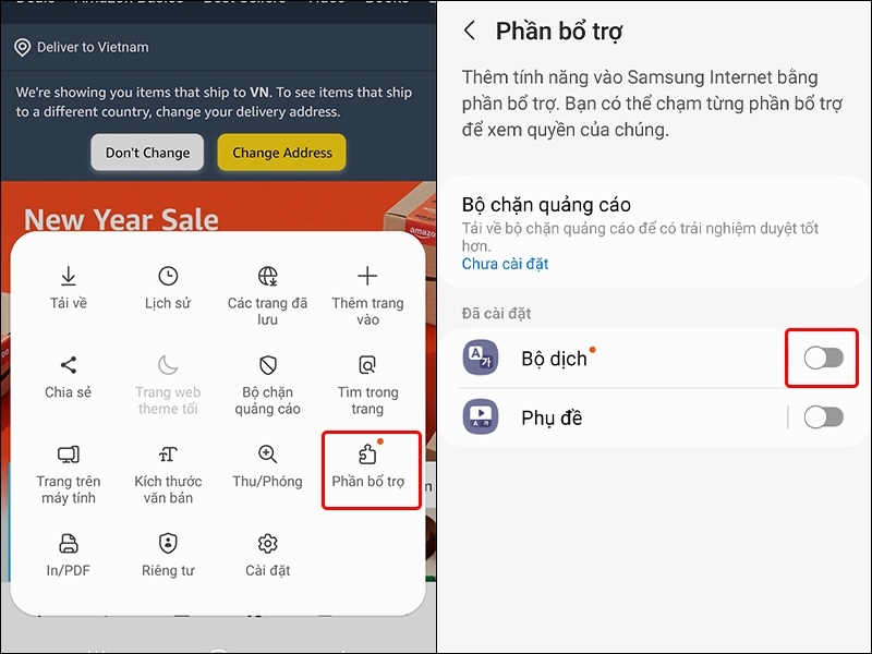 Cách sử dụng bộ dịch của Samsung Internet