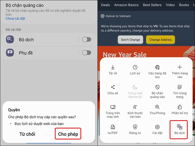 Cách sử dụng bộ dịch của Samsung Internet
