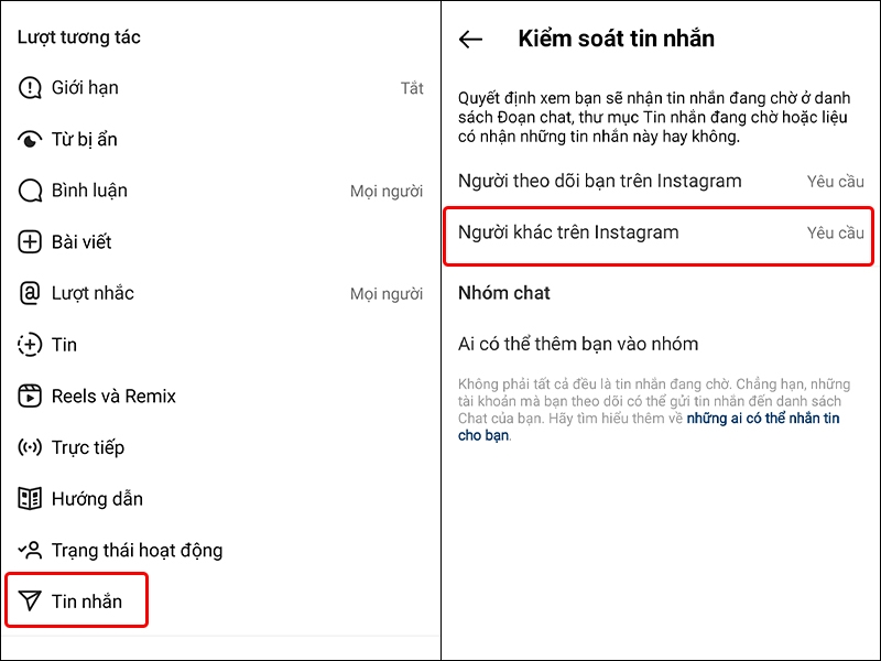 Cách chặn tin nhắn chờ trên Instagram