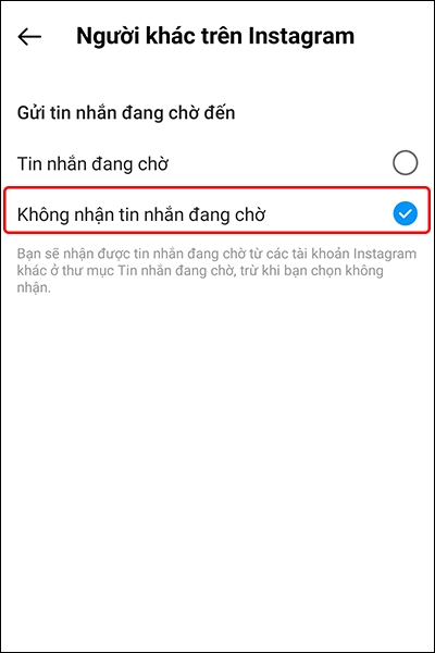 Cách chặn tin nhắn chờ trên Instagram