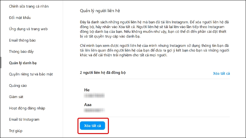 Cách xóa liên hệ danh bạ đã đồng bộ với Instagram