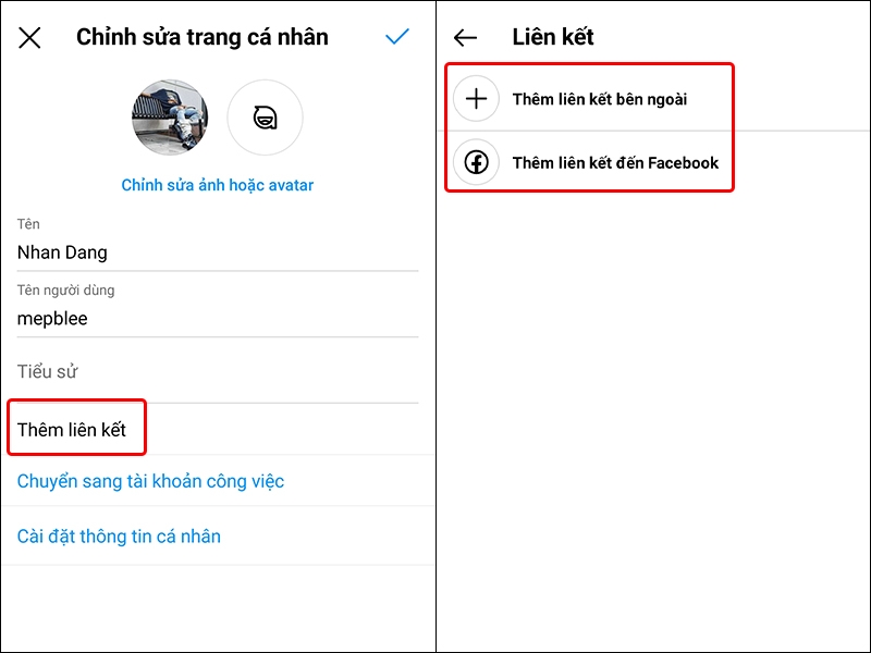 Cách thêm liên kết vào trang cá nhân Instagram