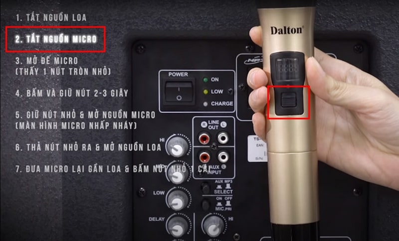 Tắt nguồn micro không dây