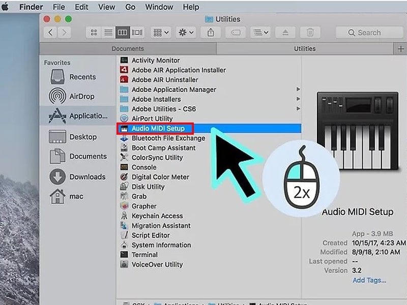 Nháy đúp chuột vào Audio MIDI Setup