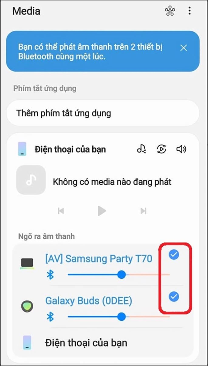Tích chọn 2 loa muốn kết nối