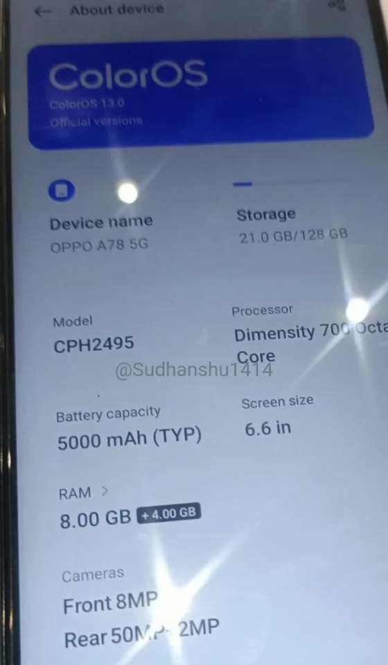 Cấu hình OPPO A78 5G