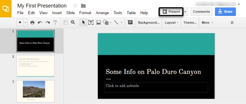 Trình chiếu bản Google Slides đã hoàn thành