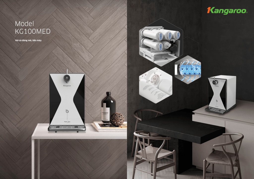 Máy lọc nước RO Hydrogen ion kiềm Kangaroo 5 lõi KG100MED