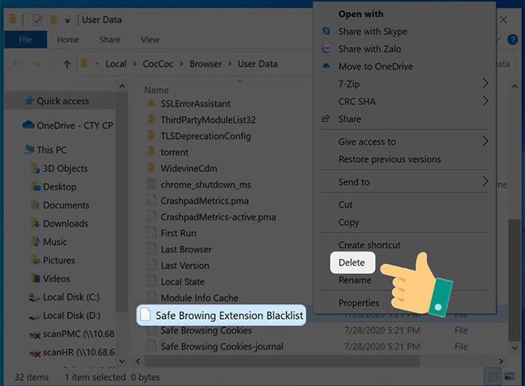 Bước 3 khởi động lại trình duyệt Cốc Cốc