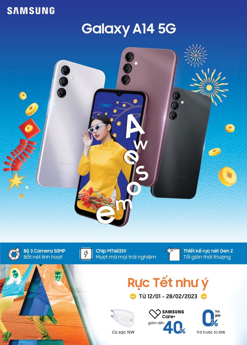 Samsung ra mắt Galaxy A14 5G tại Việt Nam: Hiệu năng mượt mà, 3 camera 50MP, giá chỉ 5.19 triệu