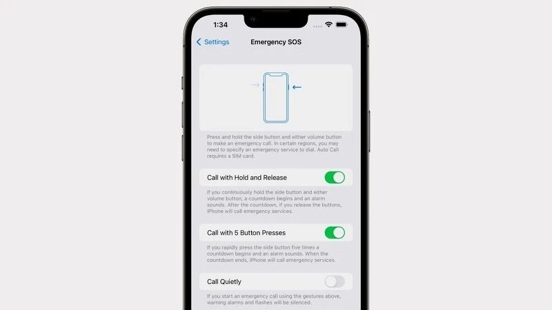 Cài đặt lại tính năng SOS khẩn cấp