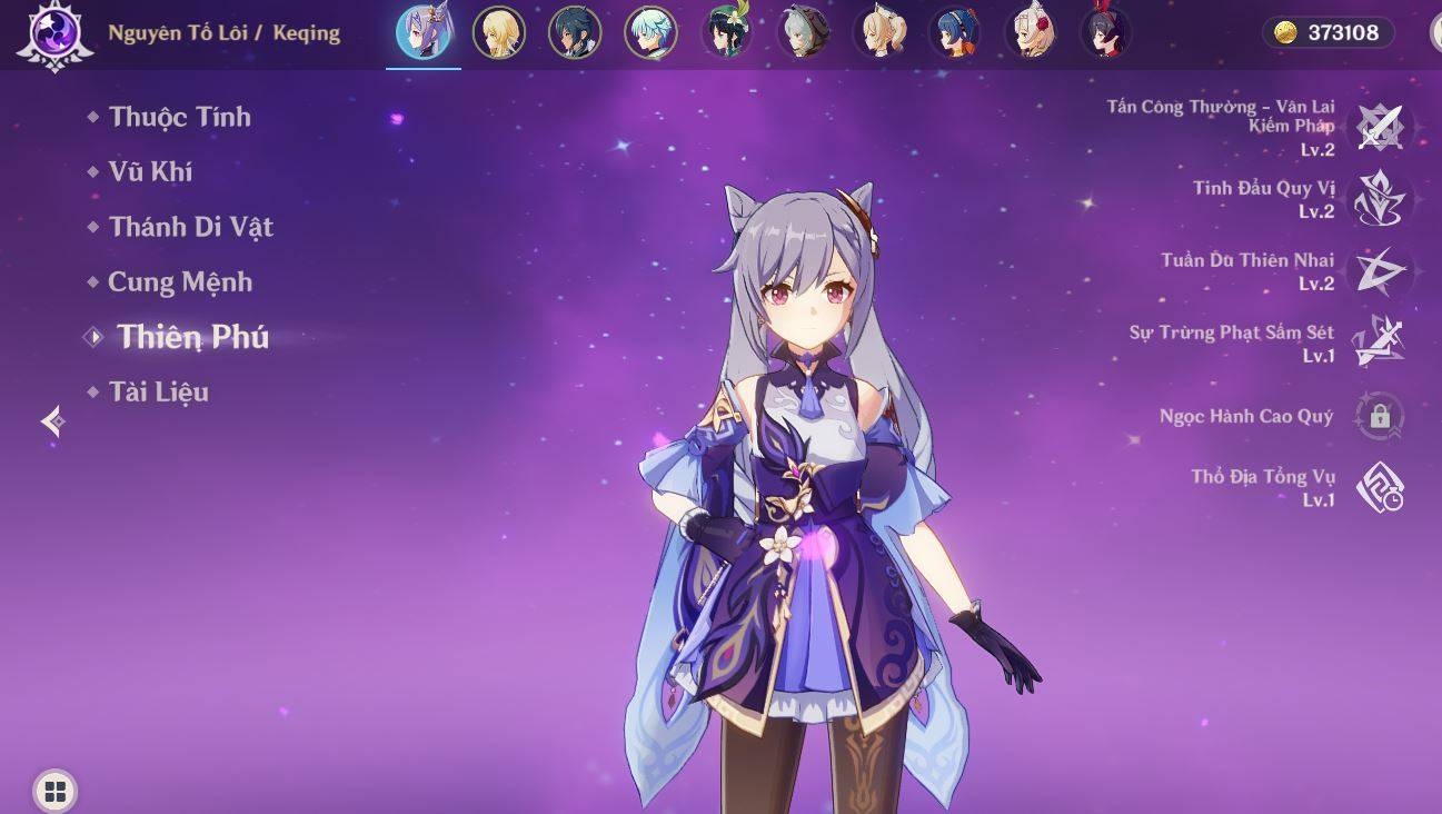 Bộ kỹ năng thiên phú của Keqing Genshin Impact