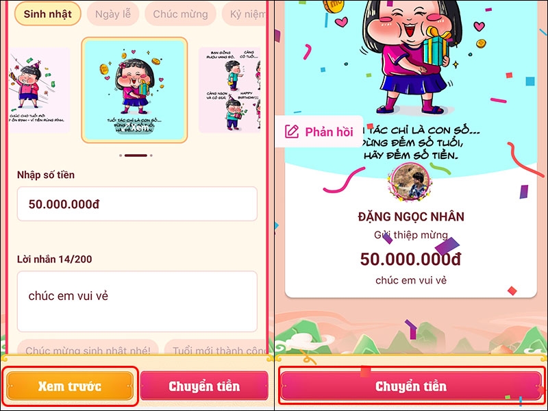 Hướng dẫn cách lì xì online trên Momo