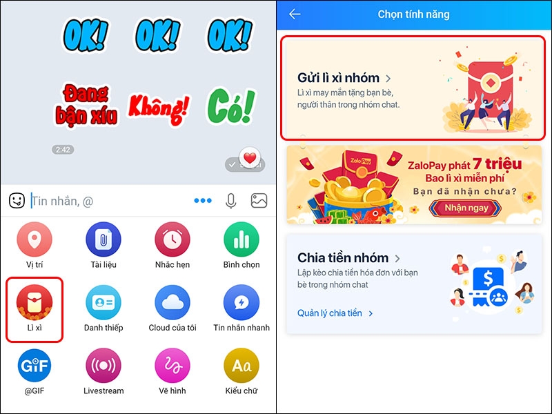 Hướng dẫn cách lì xì online trên Zalo