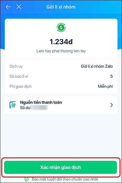 Hướng dẫn cách lì xì online trên Zalo