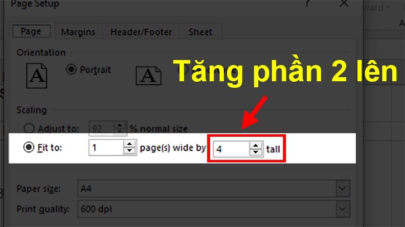 Lưu ý khi in ngang giấy A4 file Excel