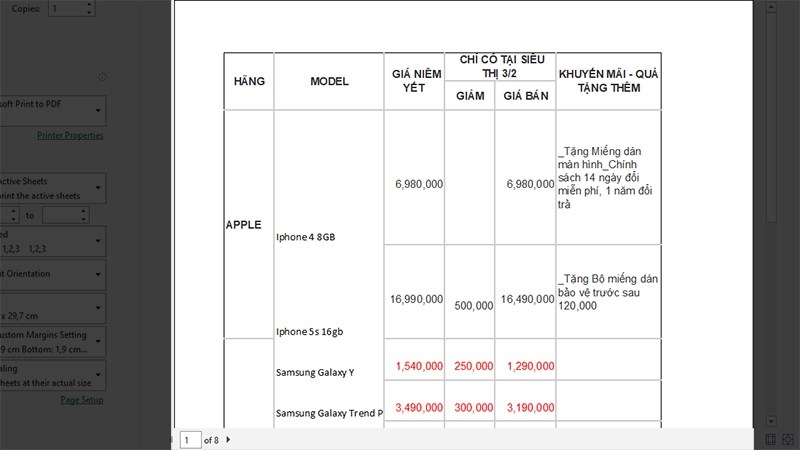 Cách in ngang giấy A4 file Excel (Ảnh 7)
