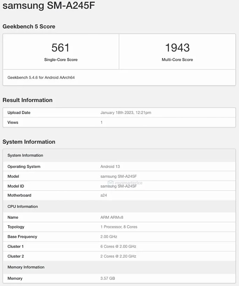 Galaxy A24 4G xuất hiện trên Geekbench