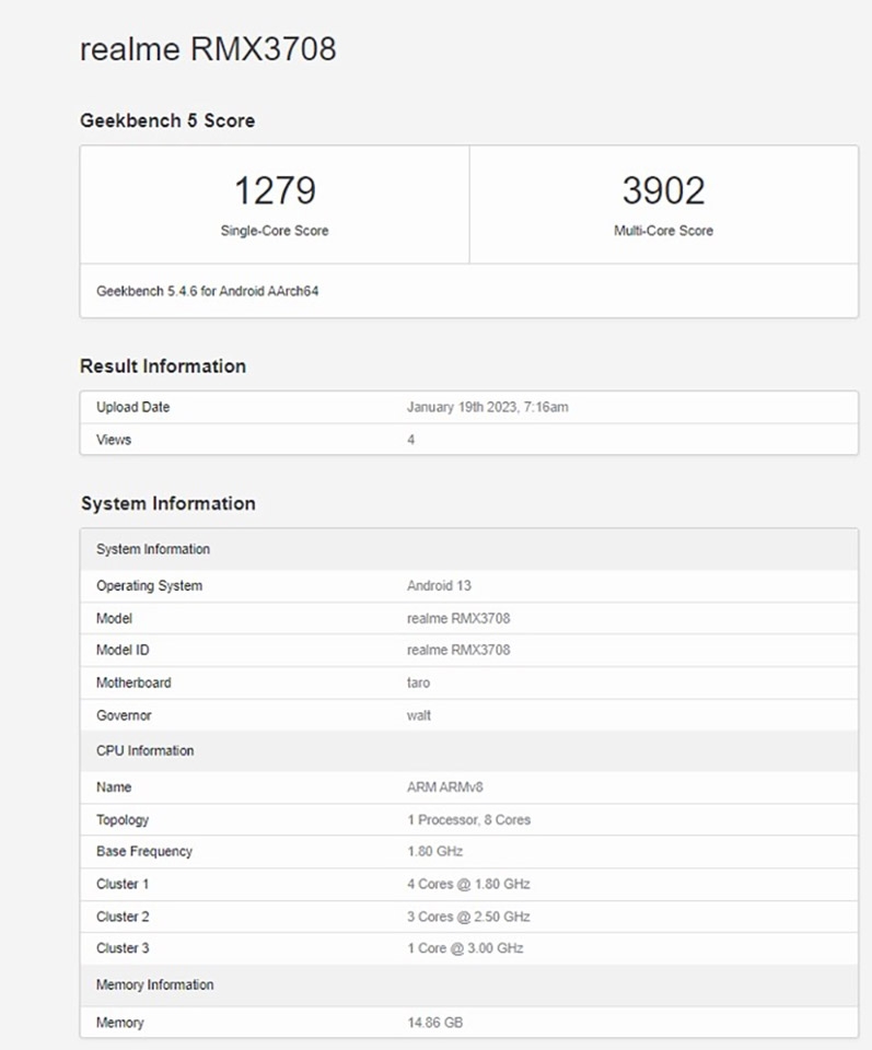 Realme GT Neo5 xuất hiện trên Geekbench