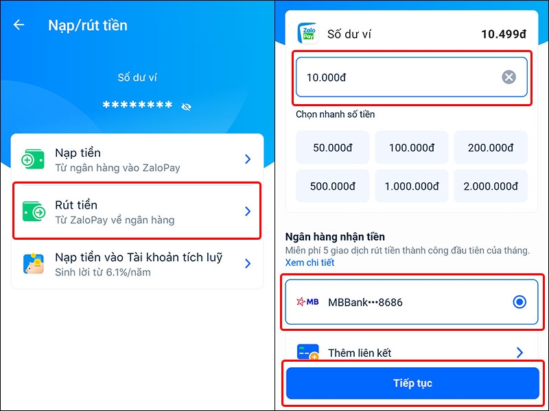 Cách rút tiền về ngân hàng liên kết trên ứng dụng ZaloPay
