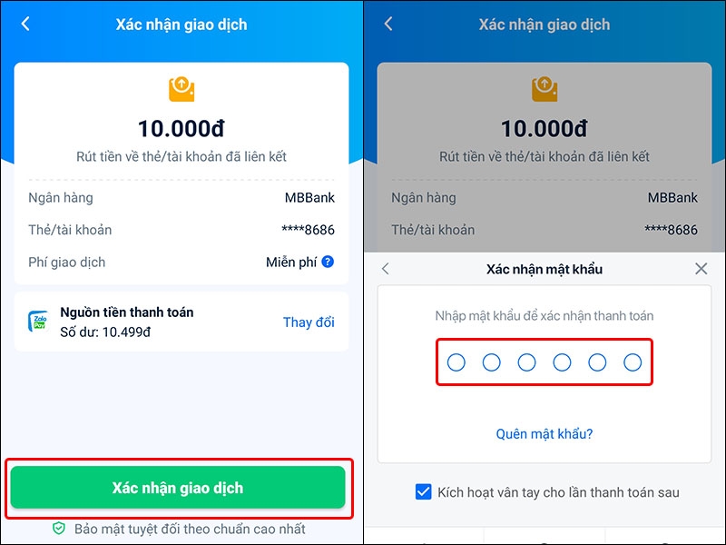Cách rút tiền về ngân hàng liên kết trên ứng dụng ZaloPay