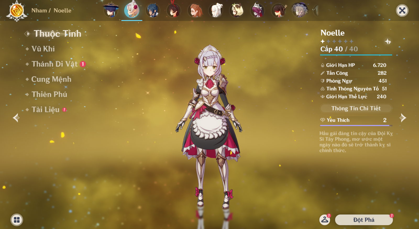 Thông tin cơ bản Noelle Genshin Impact