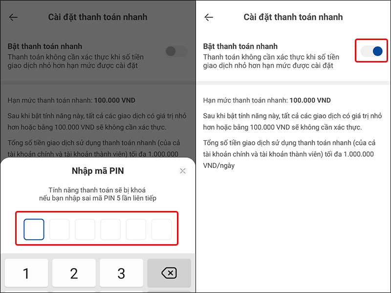 Hướng dẫn kích hoạt tính năng thanh toán nhanh trên ví điện tử VNPAY