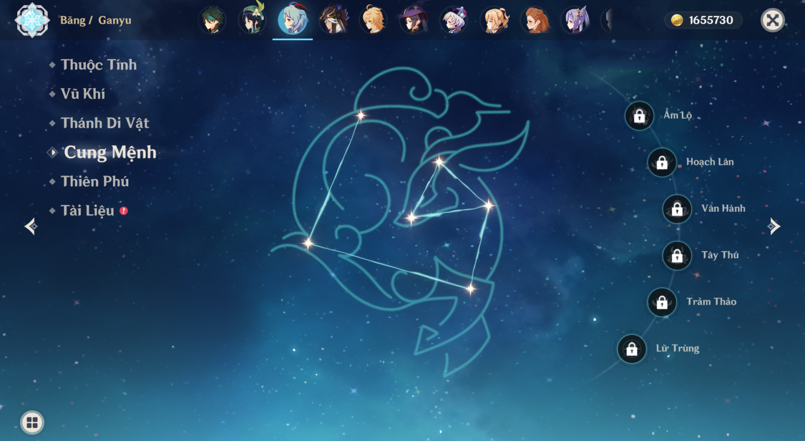 Cung mệnh Ganyu Genshin Impact