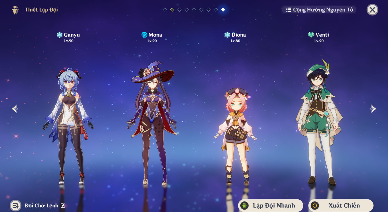 Đội hình Ganyu Genshin Impact