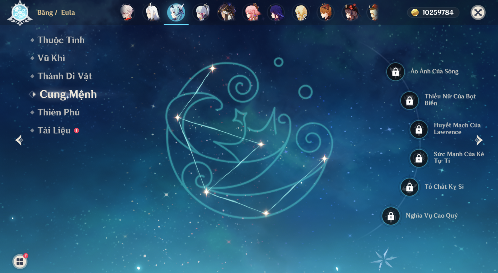 Cung mệnh Eula Genshin Impact