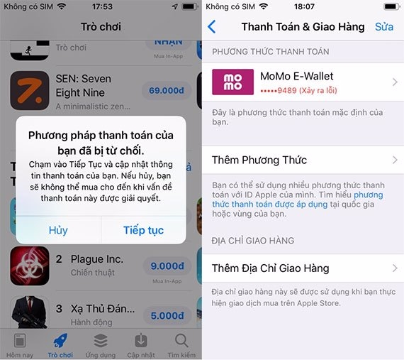 Phương thức thanh toán Momo bị từ chối Appstore (Ảnh 1)