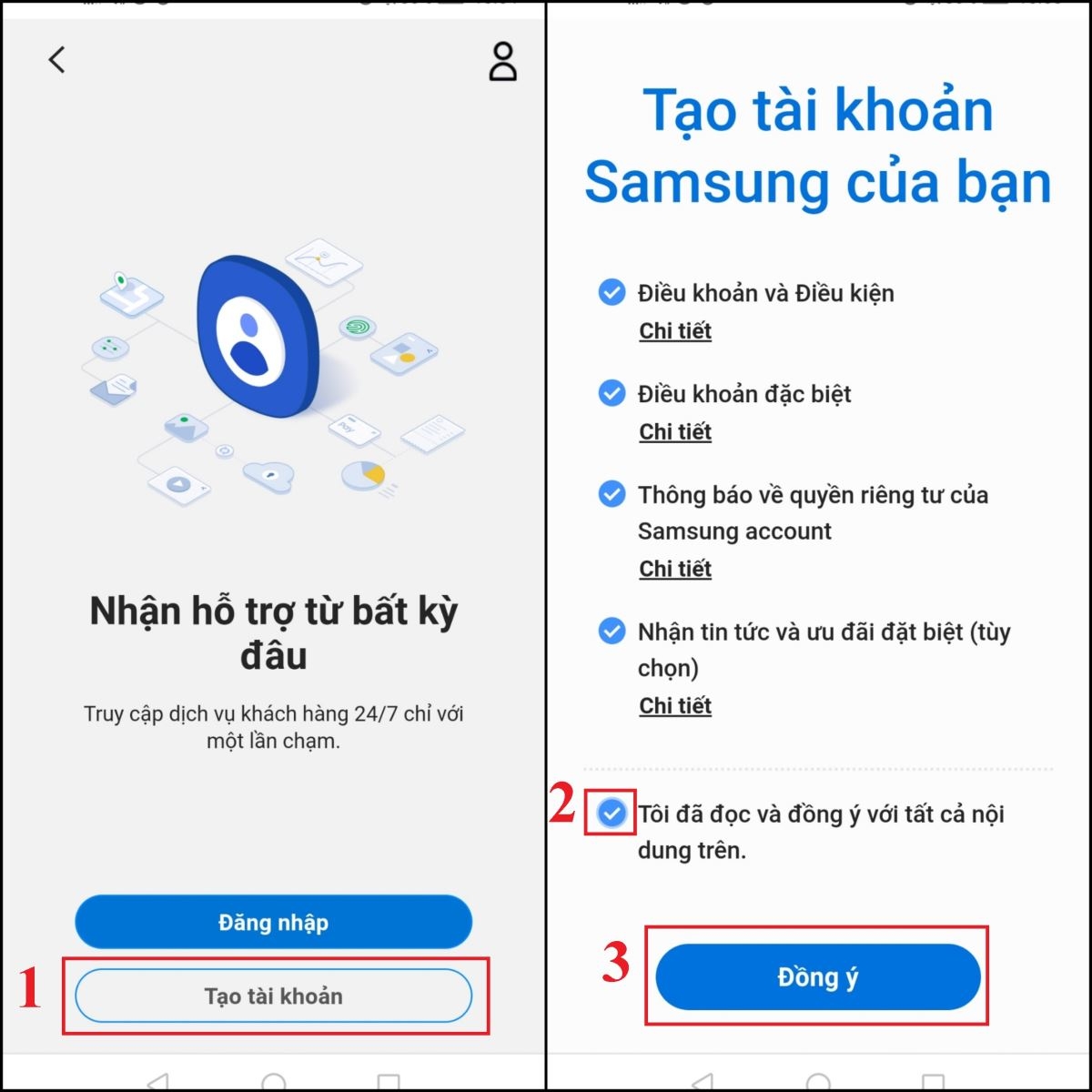 tạo tài khoản Samsung TV