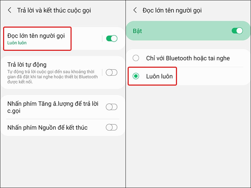 Cách đọc lớn tên người gọi khi có cuộc gọi đến trên điện thoại Samsung