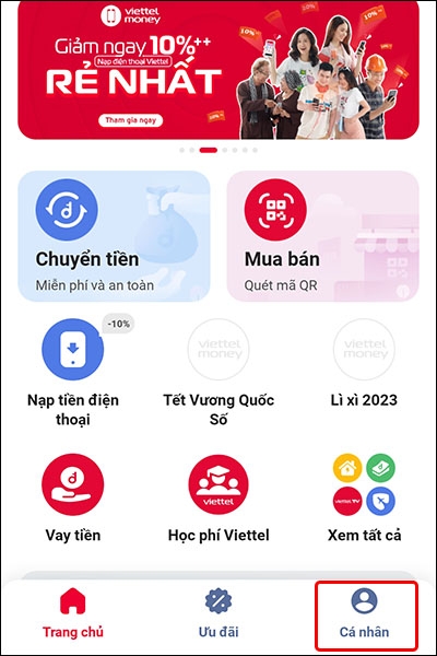 Cách bật cảnh báo đăng nhập trên ứng dụng Viettel Money