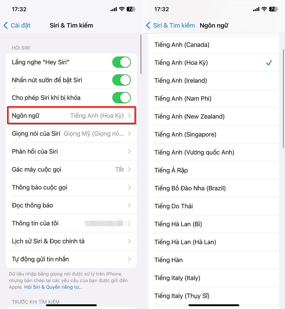 Cách thay đổi giọng nói và ngôn ngữ cho Siri trên iPhone 3