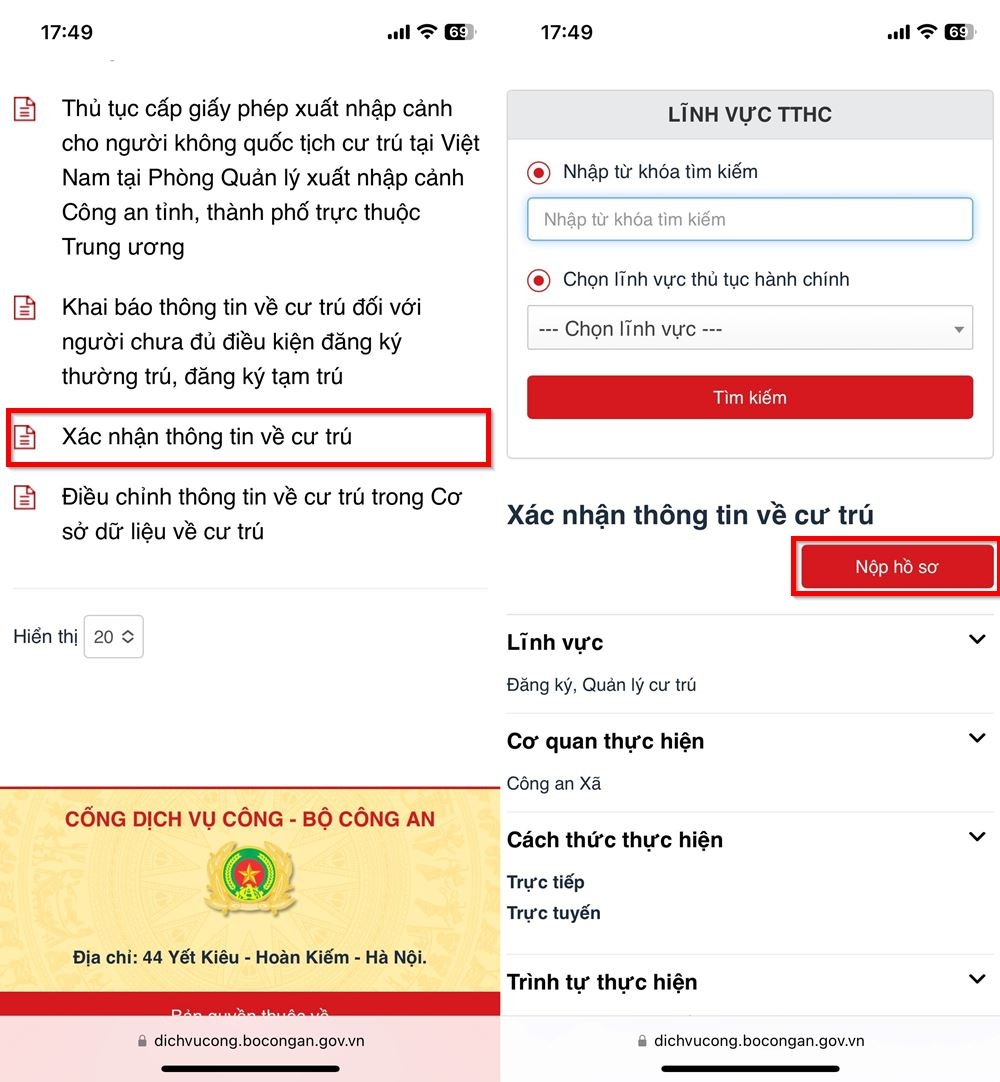 Cách đăng ký xác nhận thông tin cư trú dùng thay sổ hộ khẩu 5