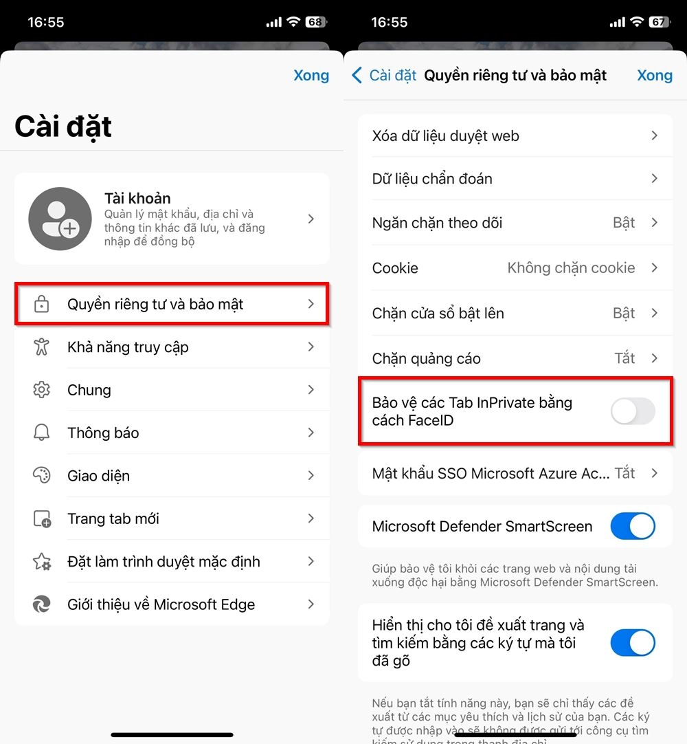 Cách bật bảo vệ tab riêng tư Microsoft Edge trên iPhone 2