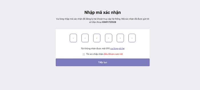 Nhập mã xác nhận