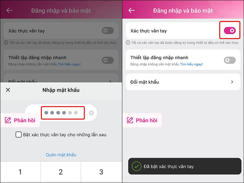 Hướng dẫn kích hoạt tính năng xác thực vân tay trên Momo