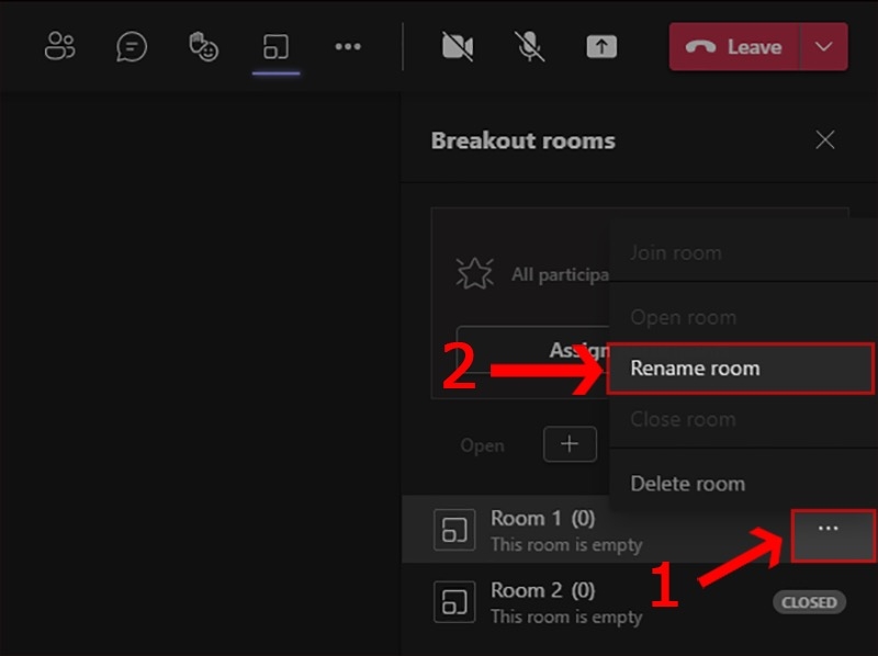 Sửa tên phòng trong Breakout Rooms
