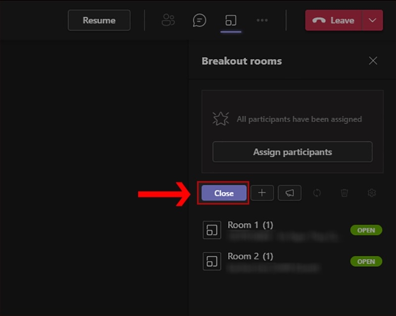 Đóng tính năng Breakout Rooms