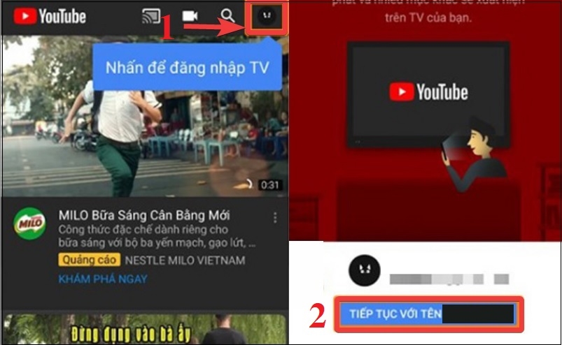 đăng nhập Youtube trên tivi