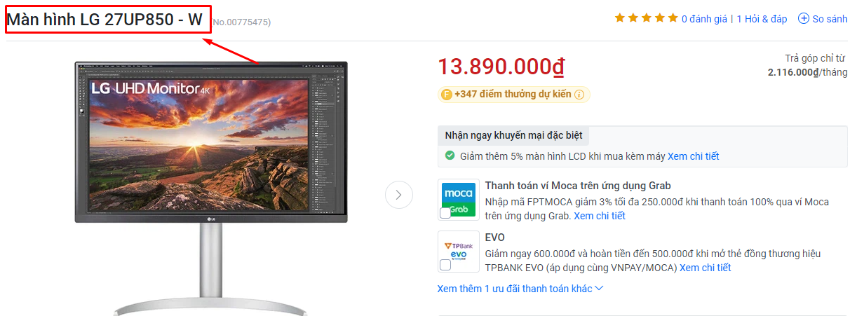 Các đọc tên màn hình LG