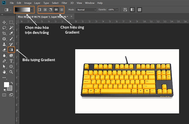 Điều chỉnh công cụ Gradient