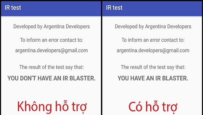 Kết quả sau khi chạy ứng dụng IR Test 