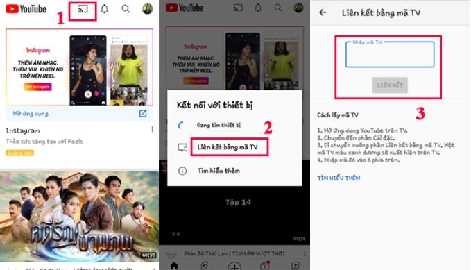 Liên kết bằng mã tivi